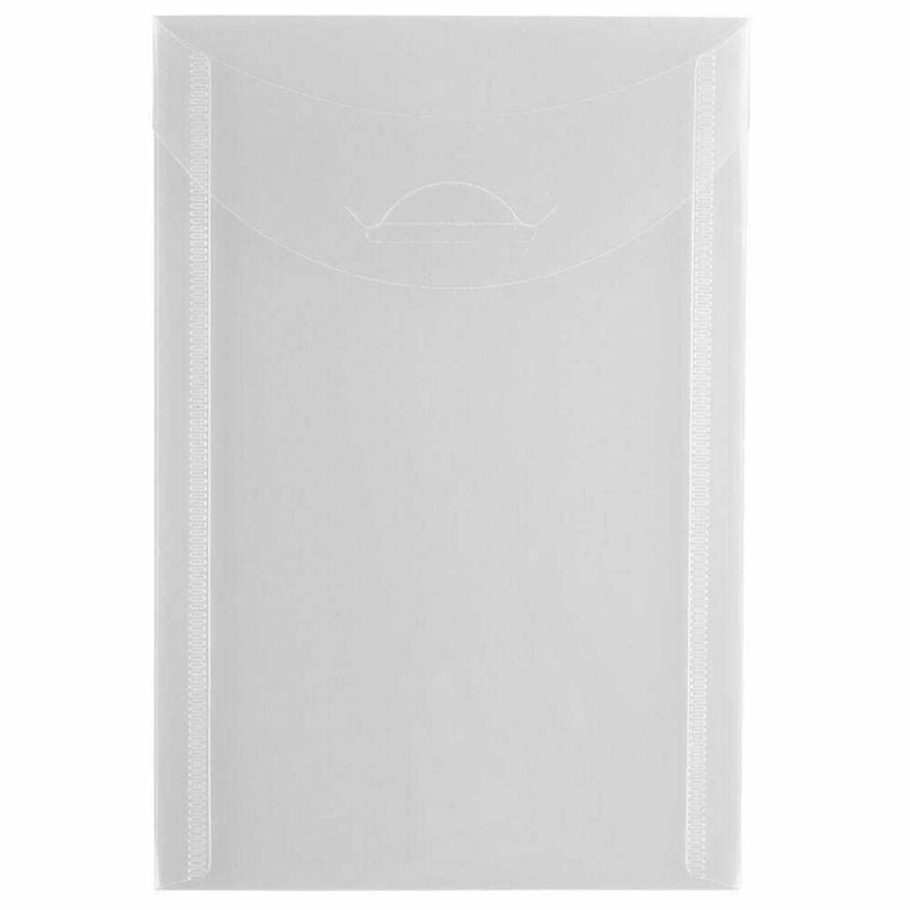 JAM Paper 4.13" x 6" Clear Plastic Tuck Flap Open End Envelopes, 24ct.